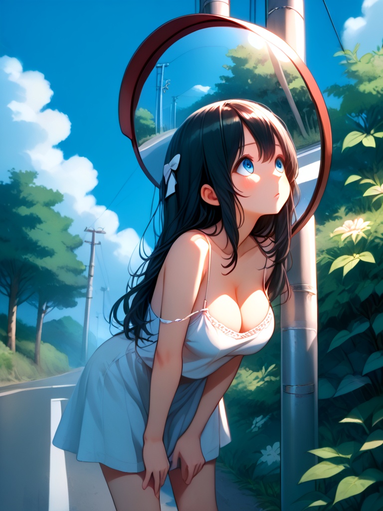 score_9,  source_anime,  convex mirror on utility pole on Tensor.Art