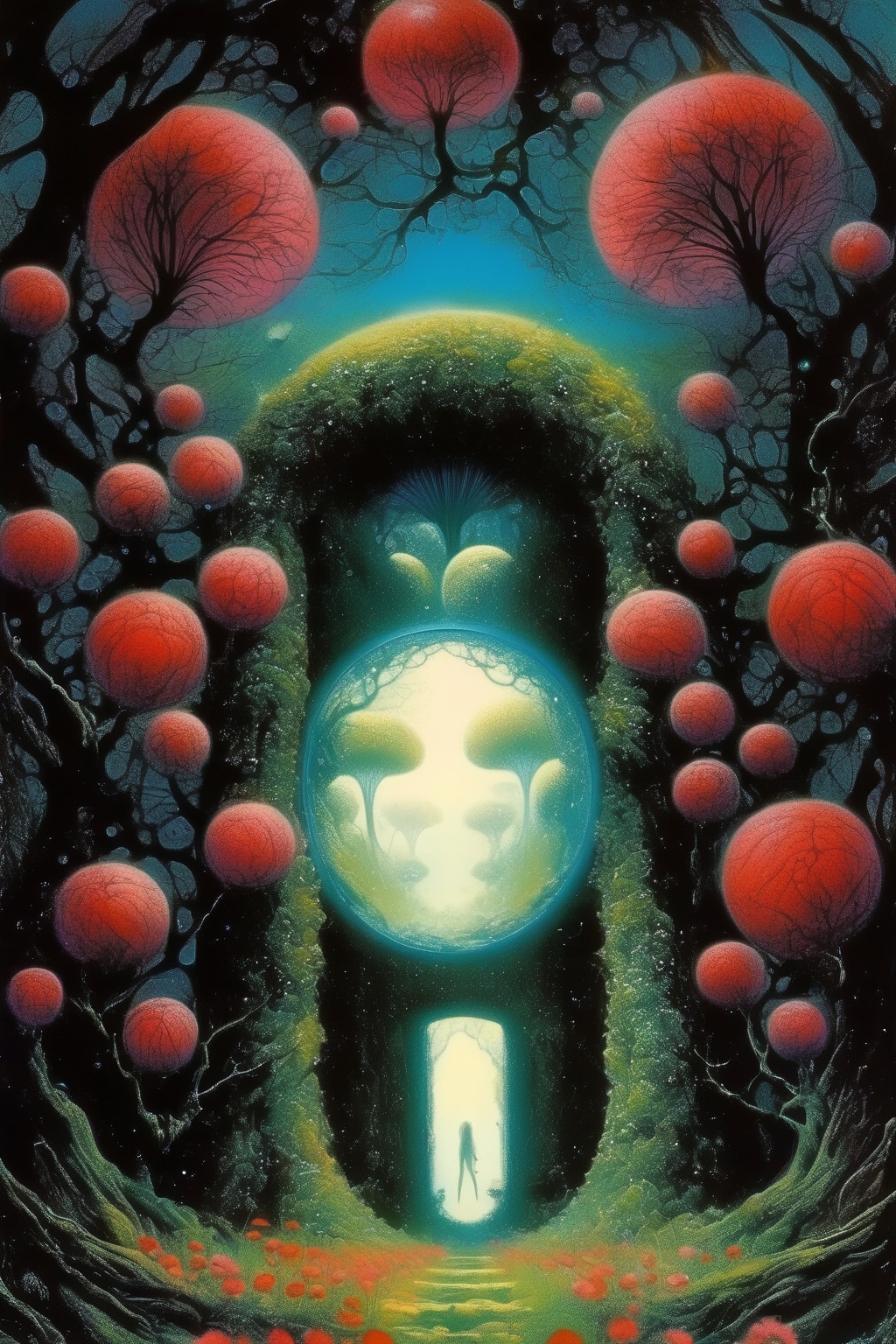 Philippe Druillet Style - portal to another reality,  universe,  flowers on Tensor.Art