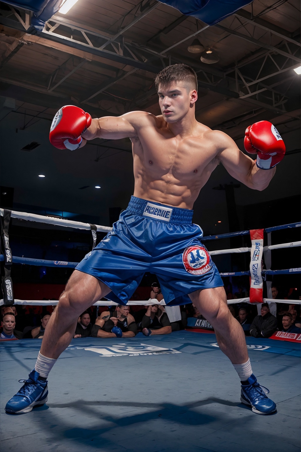 boxing fighting ring,  standing in the ring,  sweaty MalikDelgaty is a boxer on Tensor.Art