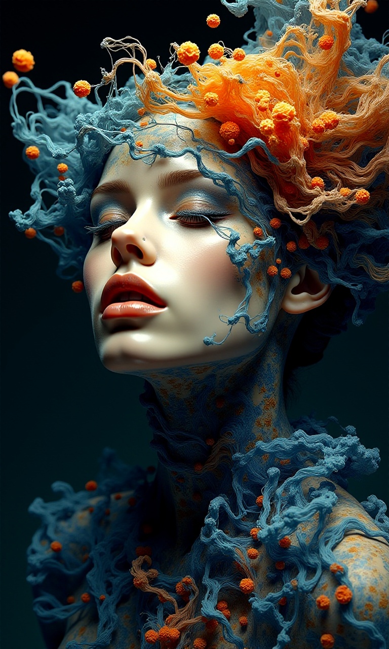 a dark pearl honeycombs girl,  triple exposure,  mysticism on Tensor.Art