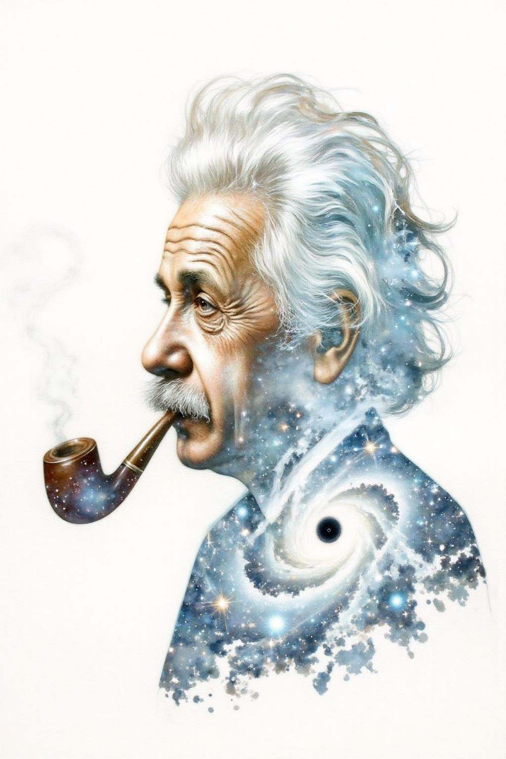 Portrait painting,  Einstein,  shown in side profile on Tensor.Art
