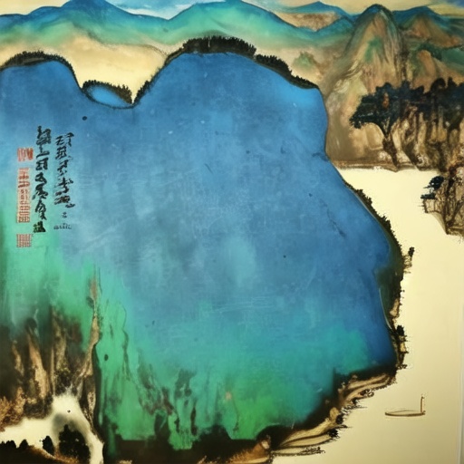 scenery,sky,sun,traditional media,traditional media,no humans,water,mountain,tree,<lora:pomo-000008:1>,