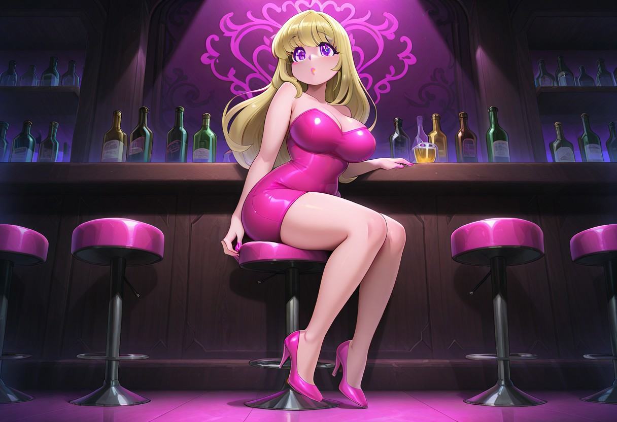 sitting on stool,  bar,  1girl on Tensor.Art