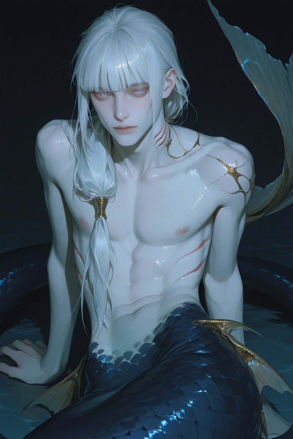 1boy,  slender,  dark blue colors on Tensor.Art