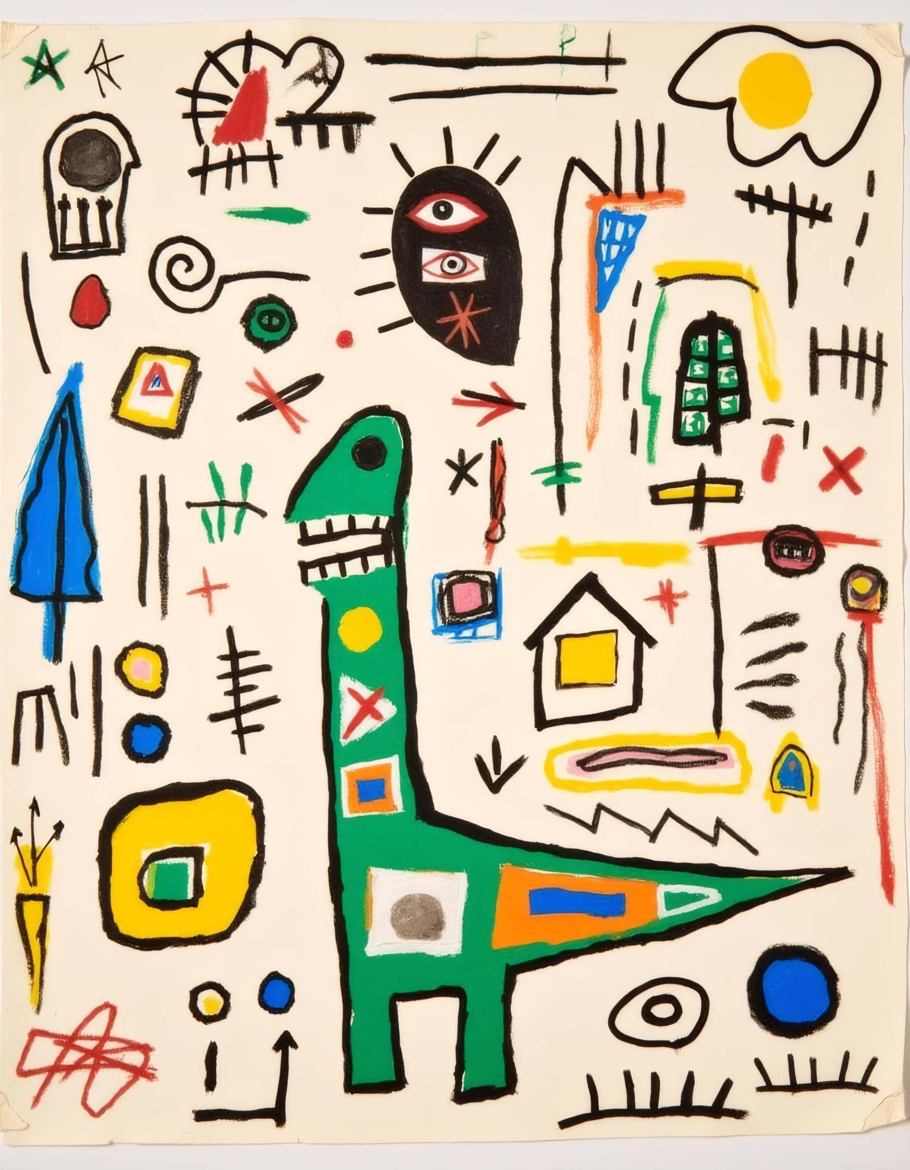 Dinosaur by Basquiat,  primitive art,  kitch on Tensor.Art