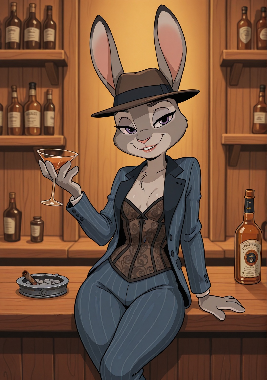 judy hopps,  solo,  furry seductive and confident expression on Tensor.Art