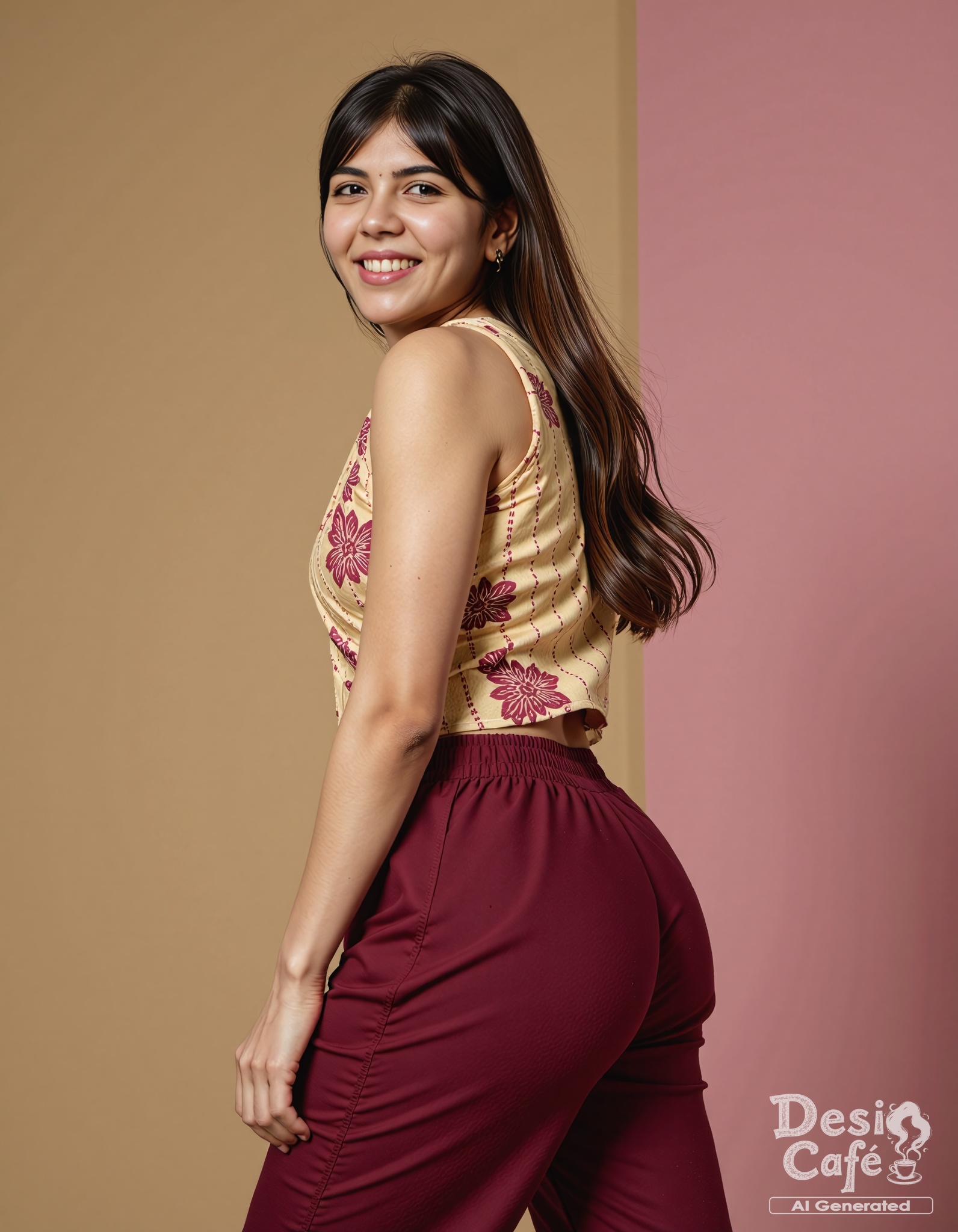 cowboy shot photo of K4ly4n1 woman,  hyper realistic photo that is safe for work,  laughing on Tensor.Art