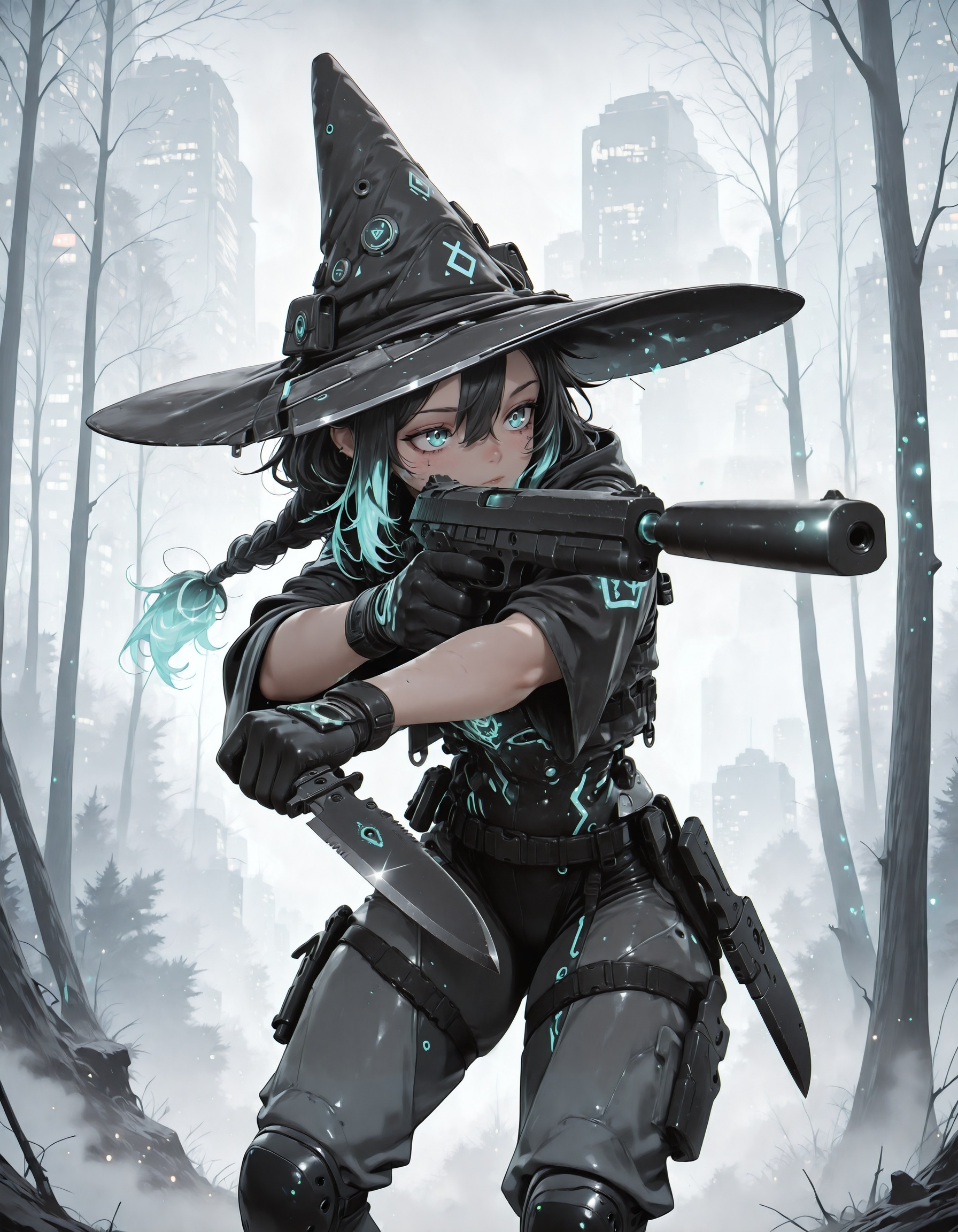 1girl,  cyberwitches,  witch hat on Tensor.Art