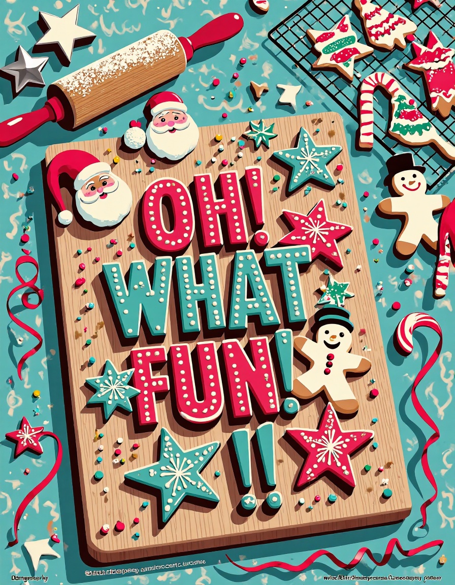 retro vintage illustration,  This is a high-quality,  vibrant digital illustration with a festive Christmas theme. The ima...