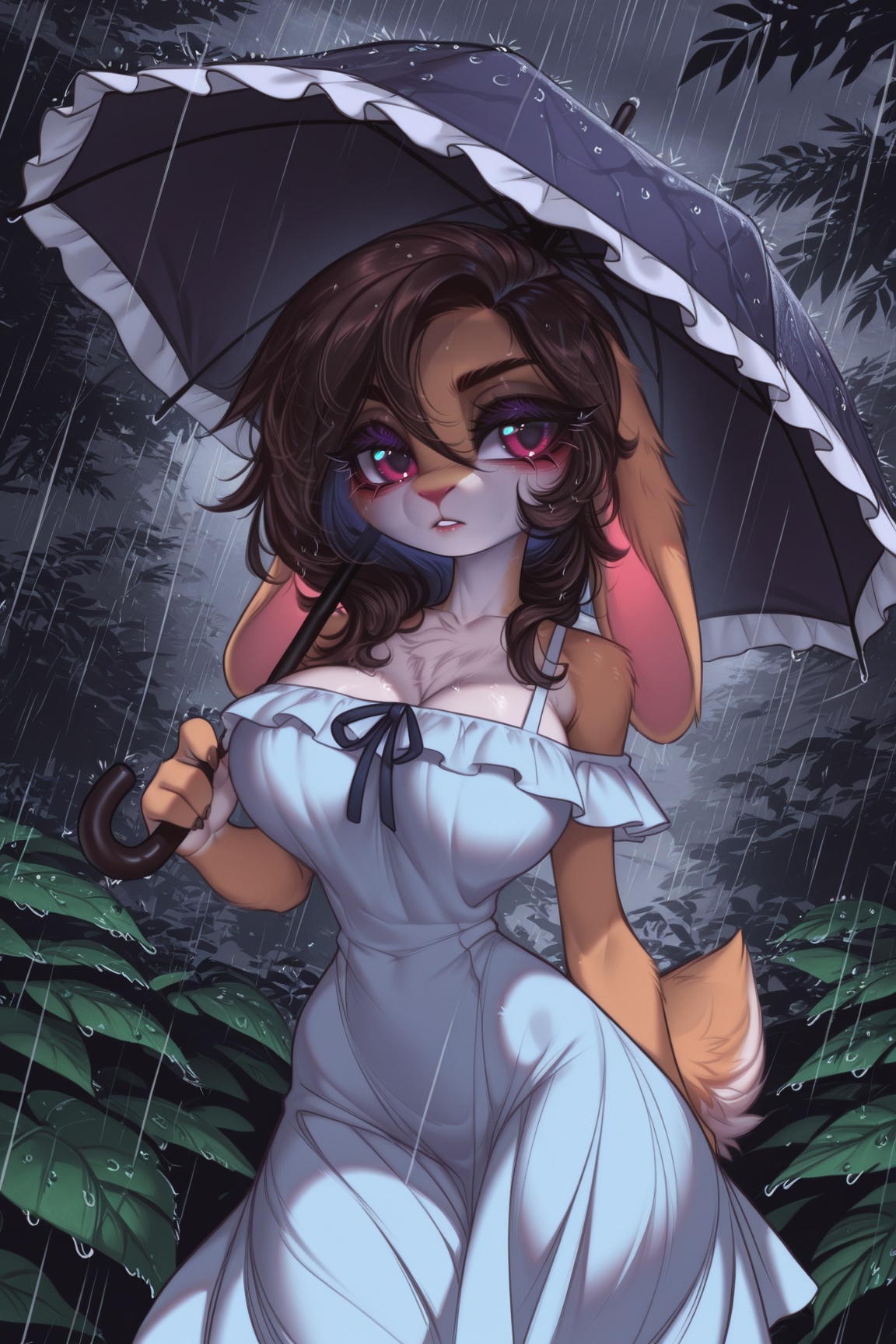Solo,  anthro,  low-eared rabbit on Tensor.Art