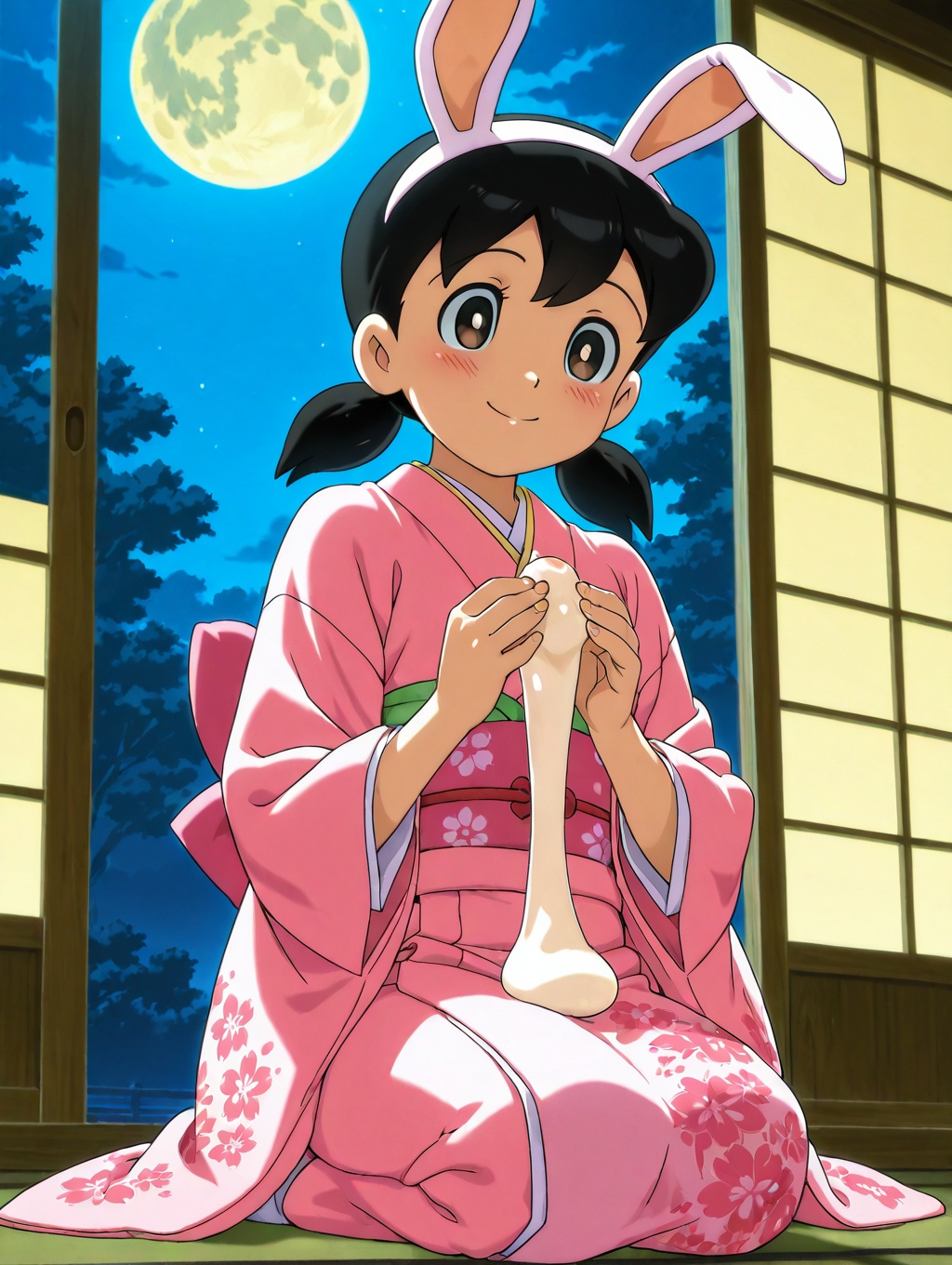 anime coloring,  minamoto shizuka,  low twintails on Tensor.Art