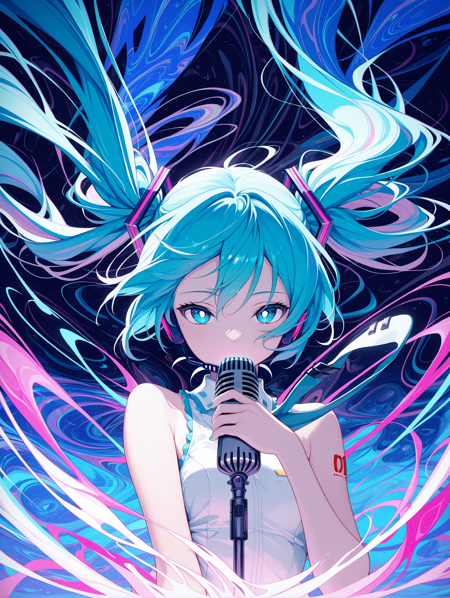 1girl,  hatsune miku,  white pupils on Tensor.Art