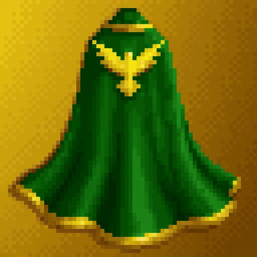 A HoMM2 style Ultimate Cloak artifact,  ultimate artifact,  gradient golden yellow background on Tensor.Art