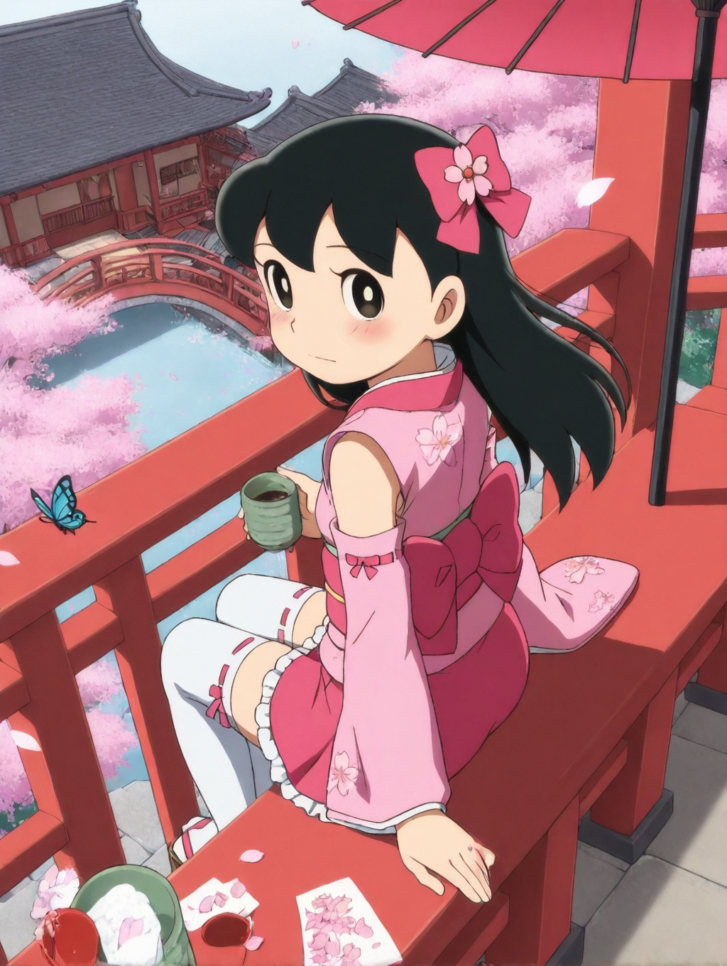 minamoto shizuka,  umbrella,  1girl on Tensor.Art