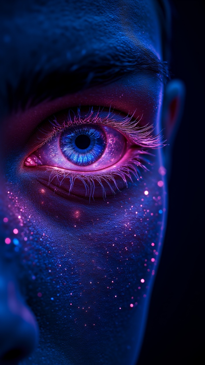 fluorescent make-up,  glowing eyes,  dust on Tensor.Art