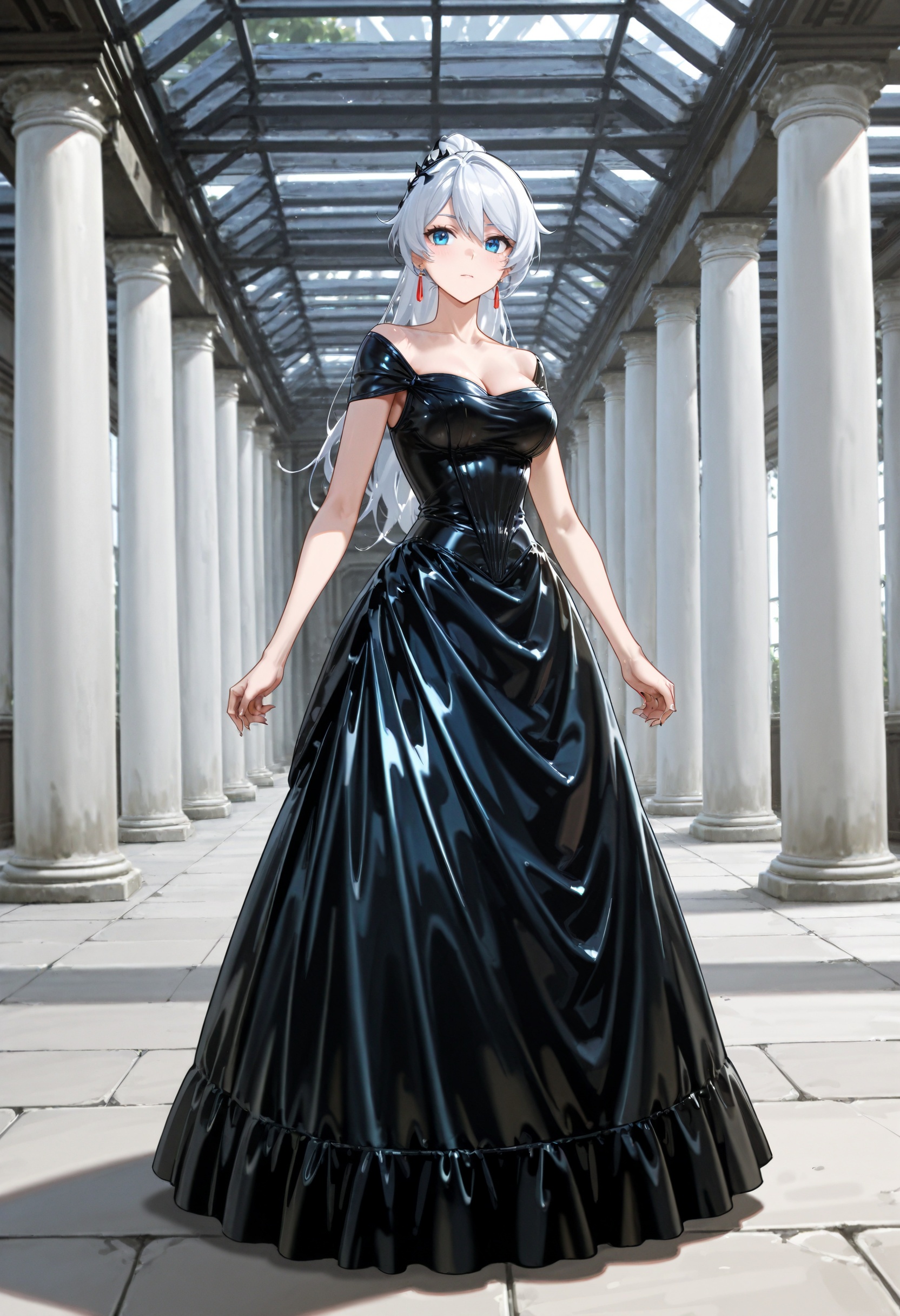 1girl,  solo,  black latex dress on Tensor.Art