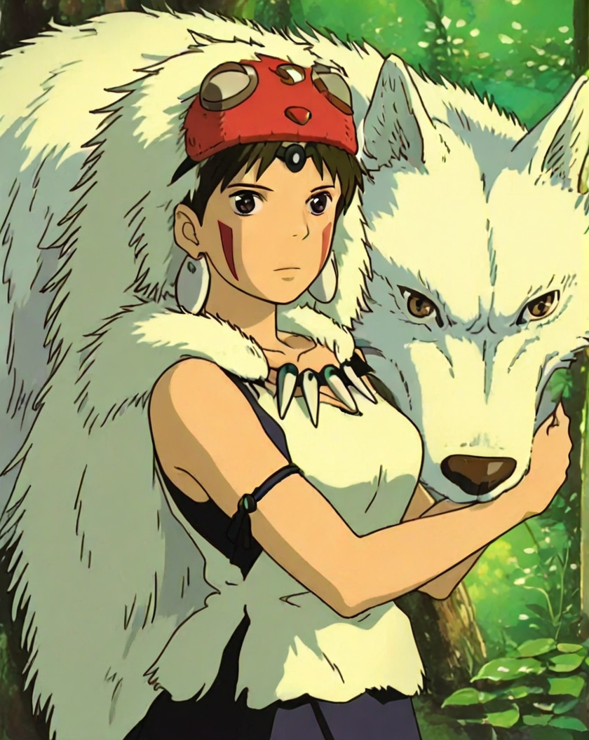 studio ghibli,  white wolf,  mononoke hime on Tensor.Art