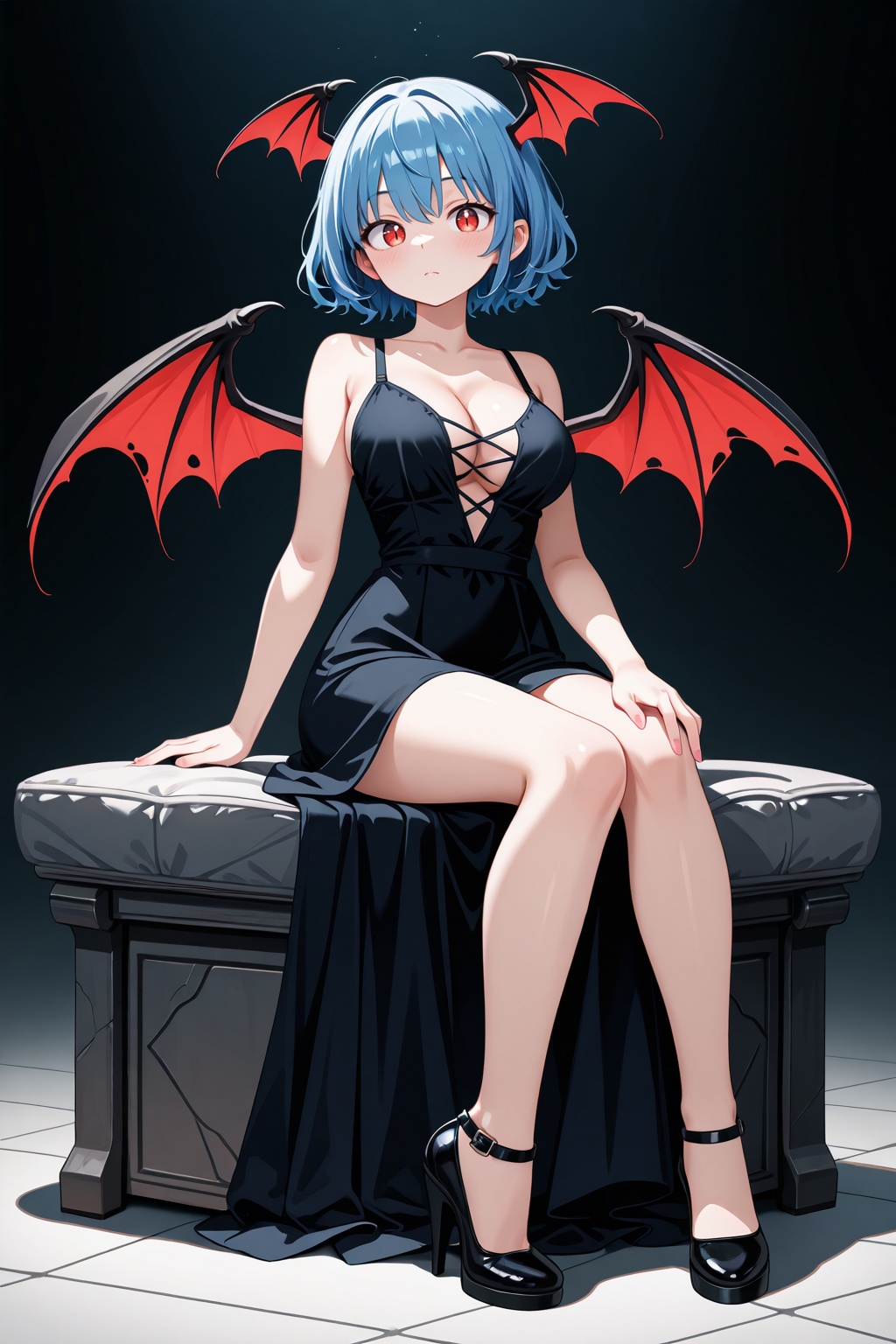1girl,  bat_wings,  black_dress on Tensor.Art
