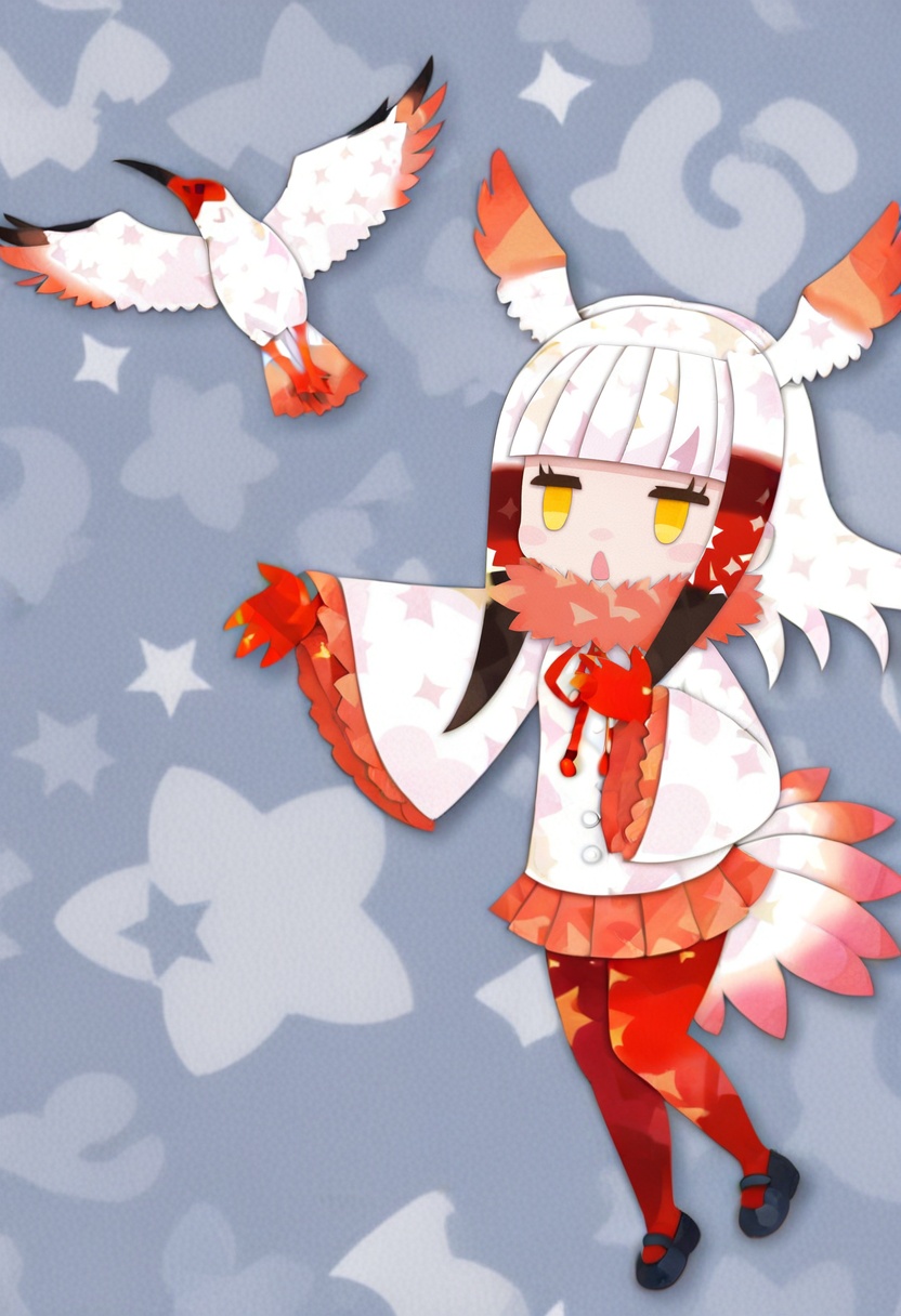 chibi,  japanese crested ibis \(kemono friends\),  1girl on Tensor.Art