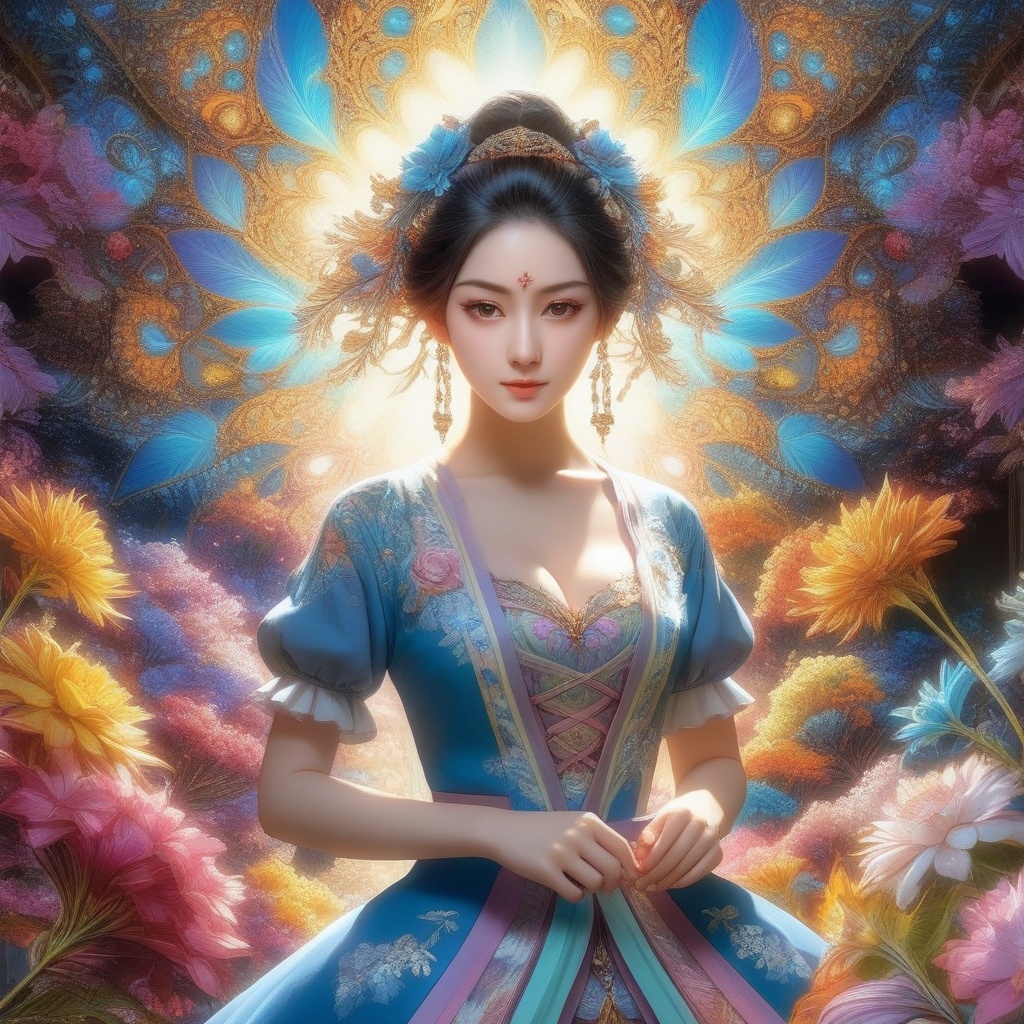 <lora:831-DA-XL-国风E:0.8>, (,1girl, ,best quality, ),,,anime,(masterpiece, top quality, best quality, official art, beautiful and aesthetic:1.2), (1girl)	, , (cleavage),, extreme detailed,(fractal art:1.3),colorful, flowers ,highest detailed,()    (cleavage),,  (),