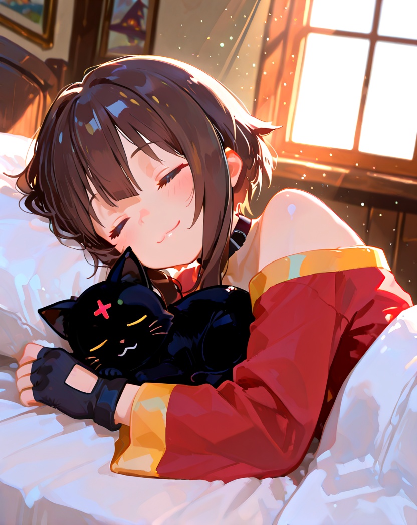 megumin,  closed eyes,  brown hair on Tensor.Art