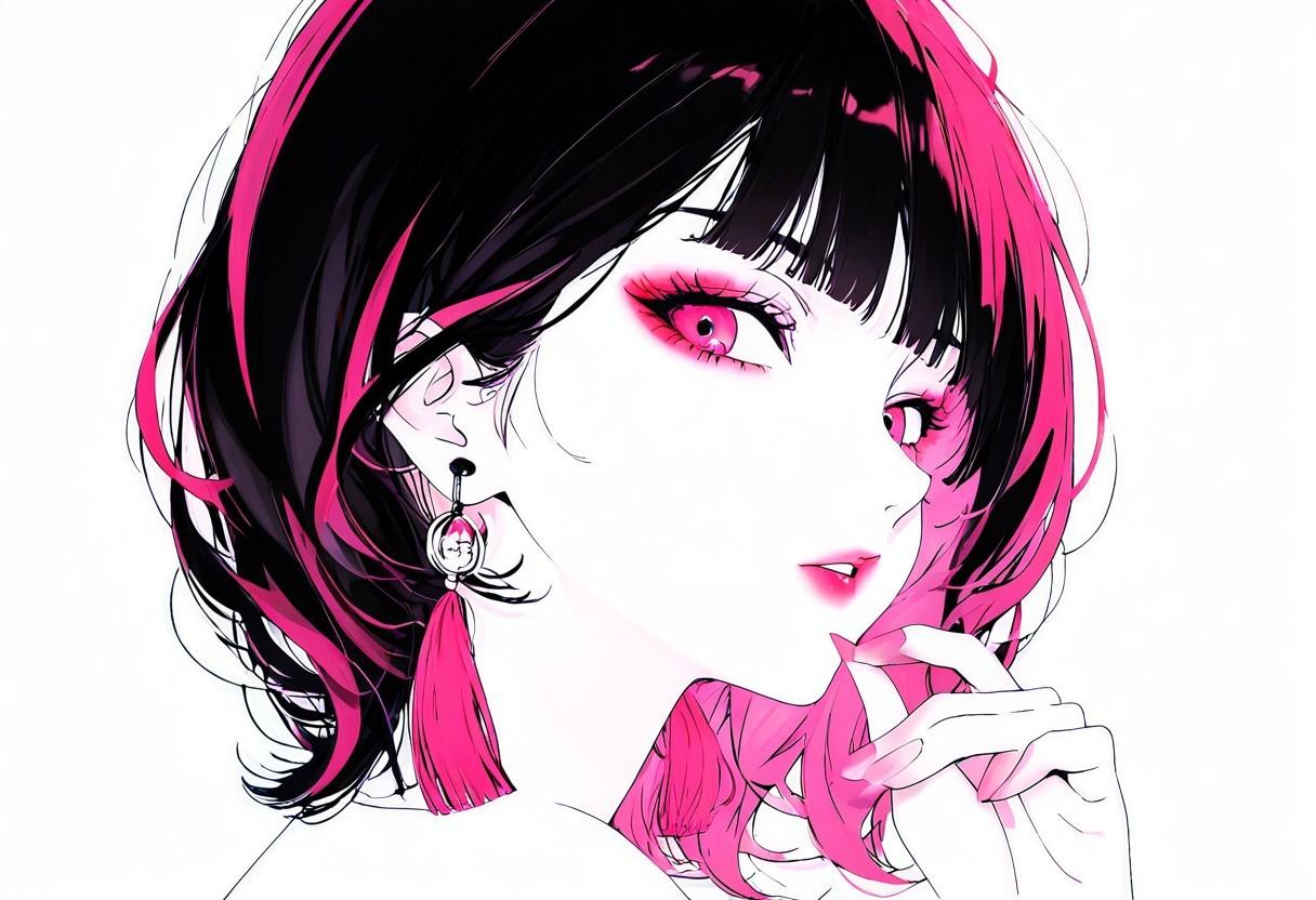 1girl,  spot color,  tassel earrings on Tensor.Art