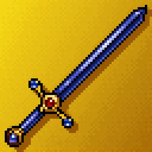 HoMM2 style Ultimate Sword artifact,  ultimate artifact,  gradient golden yellow background. A sword is depicted in a gold...