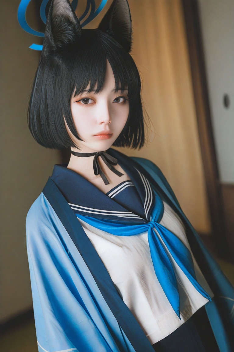 1girl,  kikyou \(blue archive\). haori,  serafuku on Tensor.Art