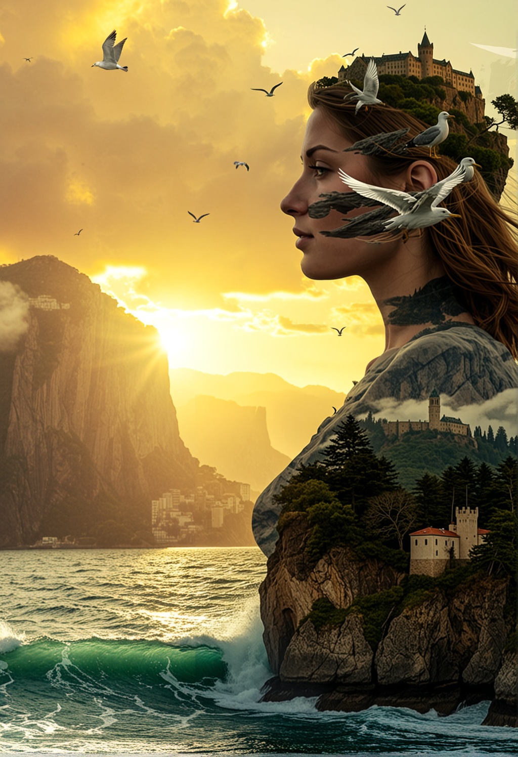 double exposure,  artistic,  bird on Tensor.Art