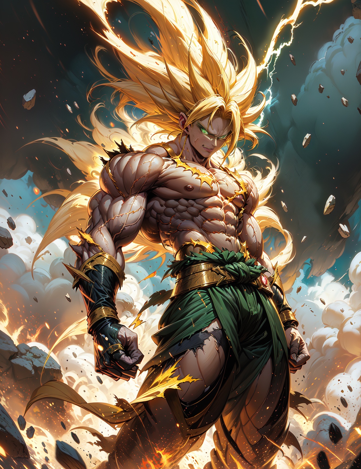 Super-Saiyan-3,  Battle Stance,  Long hair on Tensor.Art