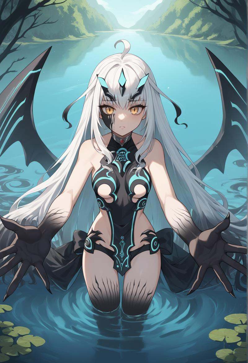 1girl,  forked eyebrows,  white hair on Tensor.Art