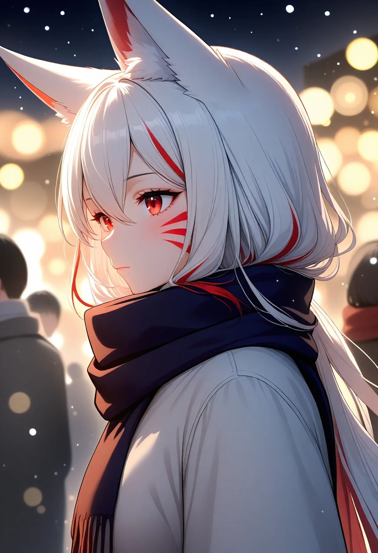 1girl,  fox ears,  red eyes on Tensor.Art