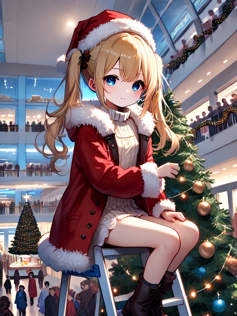 score_9,  source_anime,  christmas tree with festive lights on Tensor.Art
