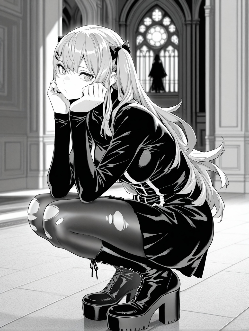 greyscale,  1girl,  solo on Tensor.Art