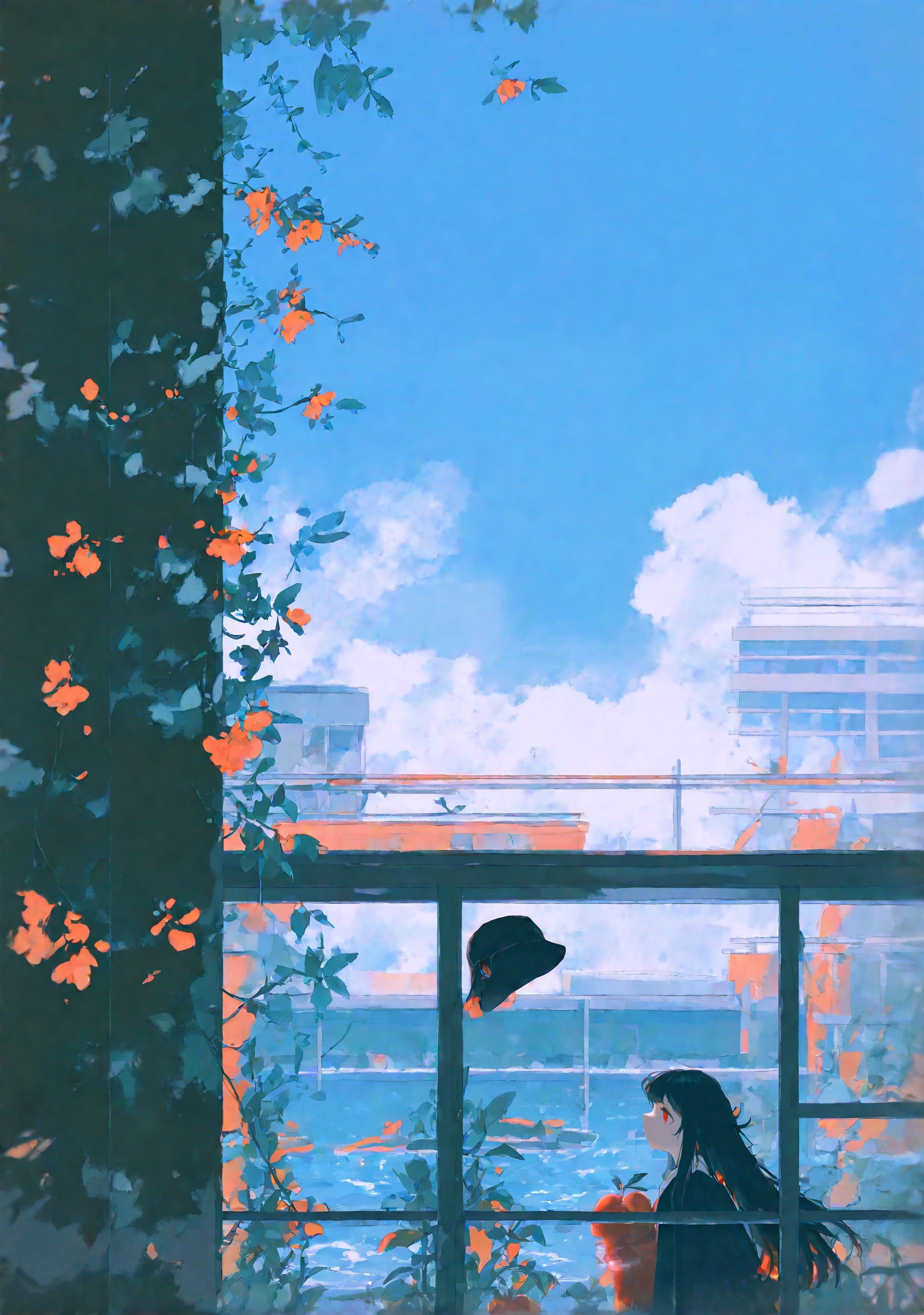 1girl,  black hair,  black headwear on Tensor.Art