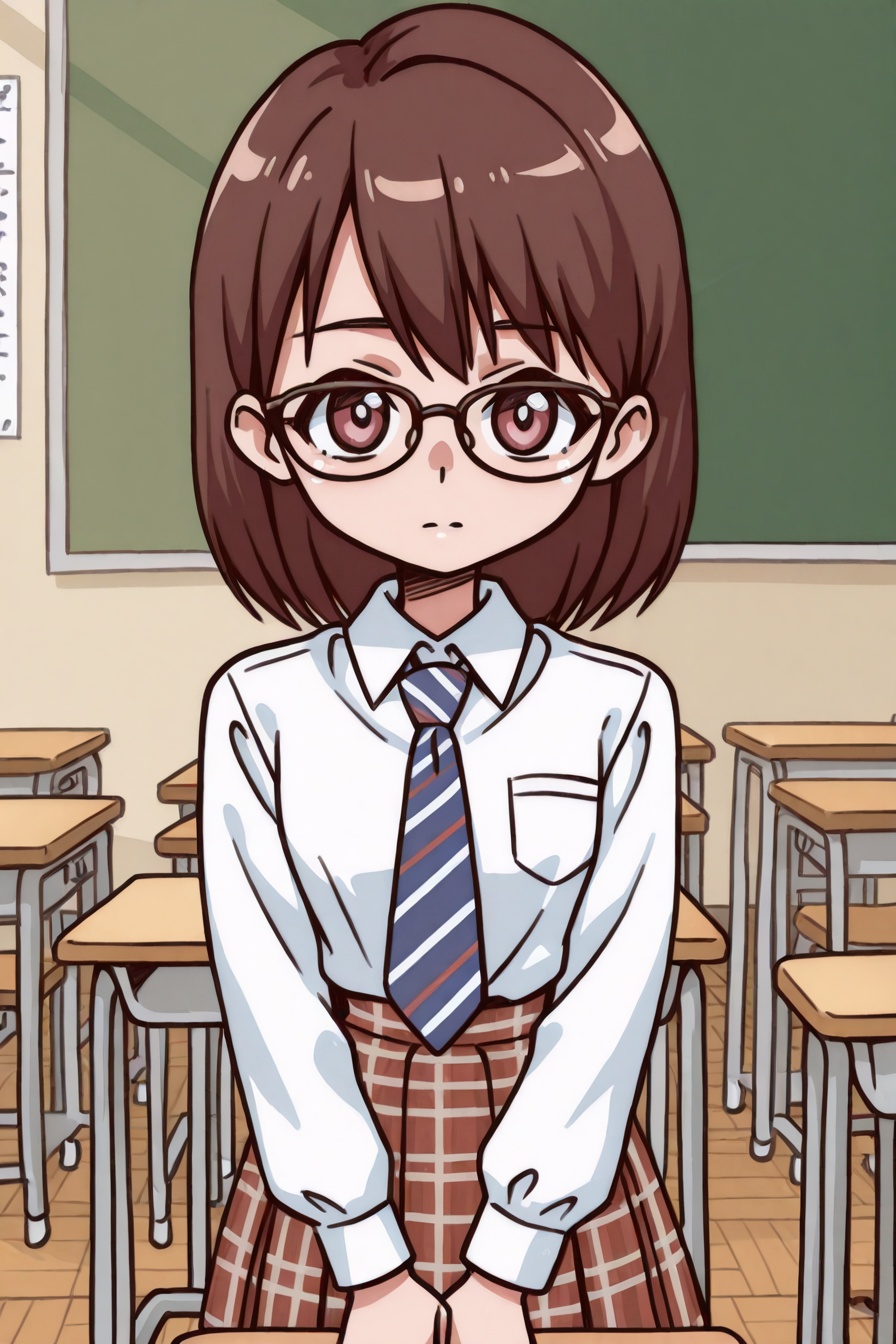 1 woman,  class room,  white shirt on Tensor.Art