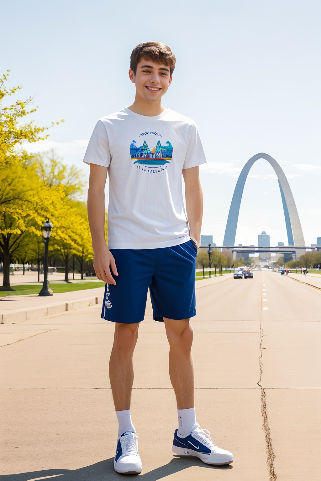 pleasant spring day,  St. Louis Missouri,  Gateway Arch in the background on Tensor.Art