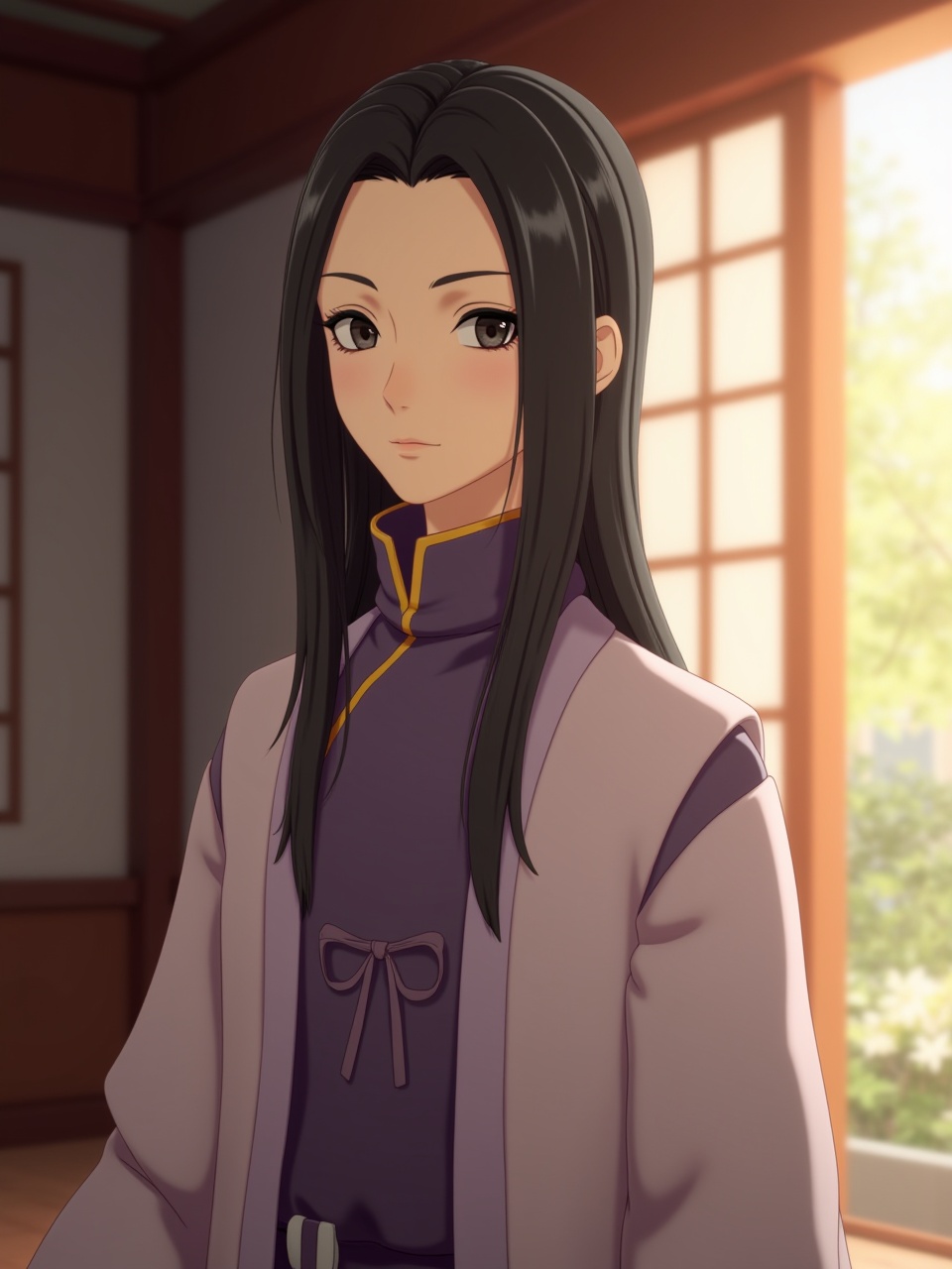 3D style,a boy with chinese clothes,indoors,upper body,long hair,black hair,black eyes,