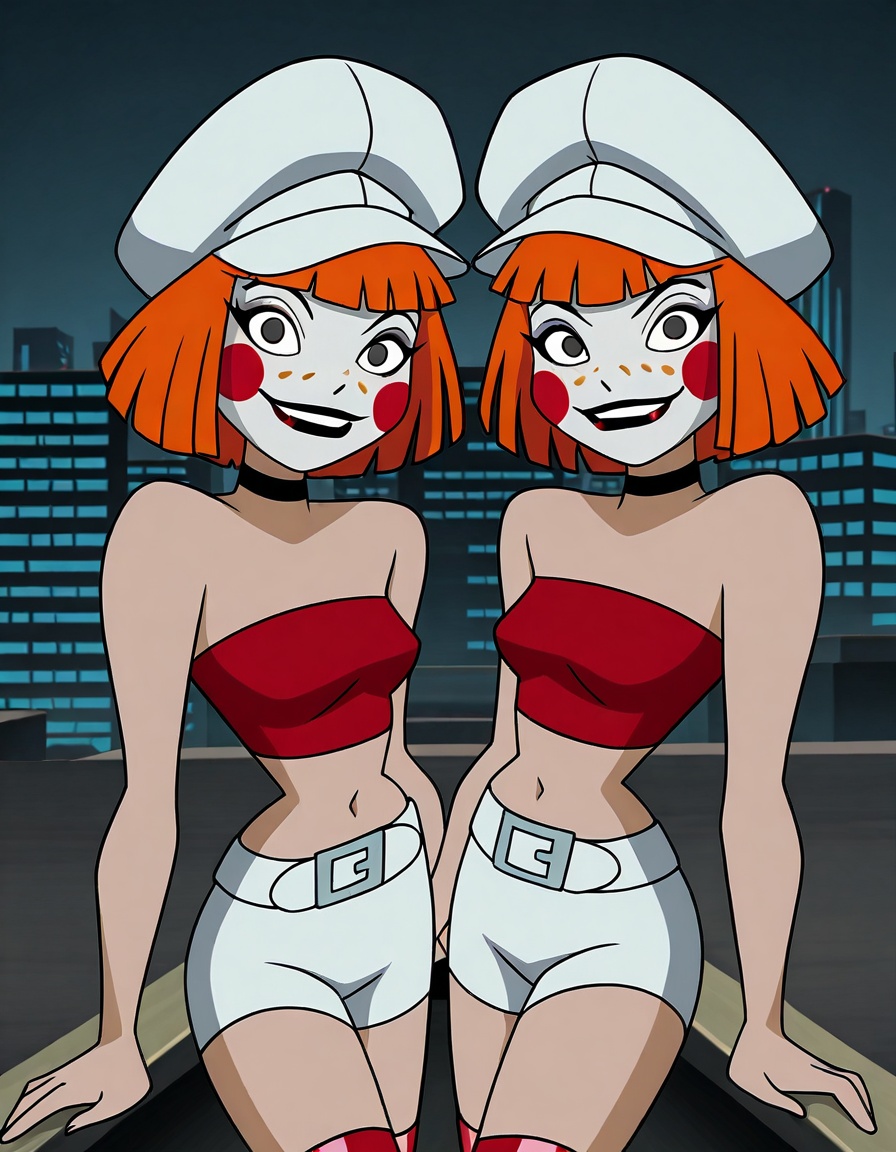 deedees,  short hair,  white cabbie hat on Tensor.Art