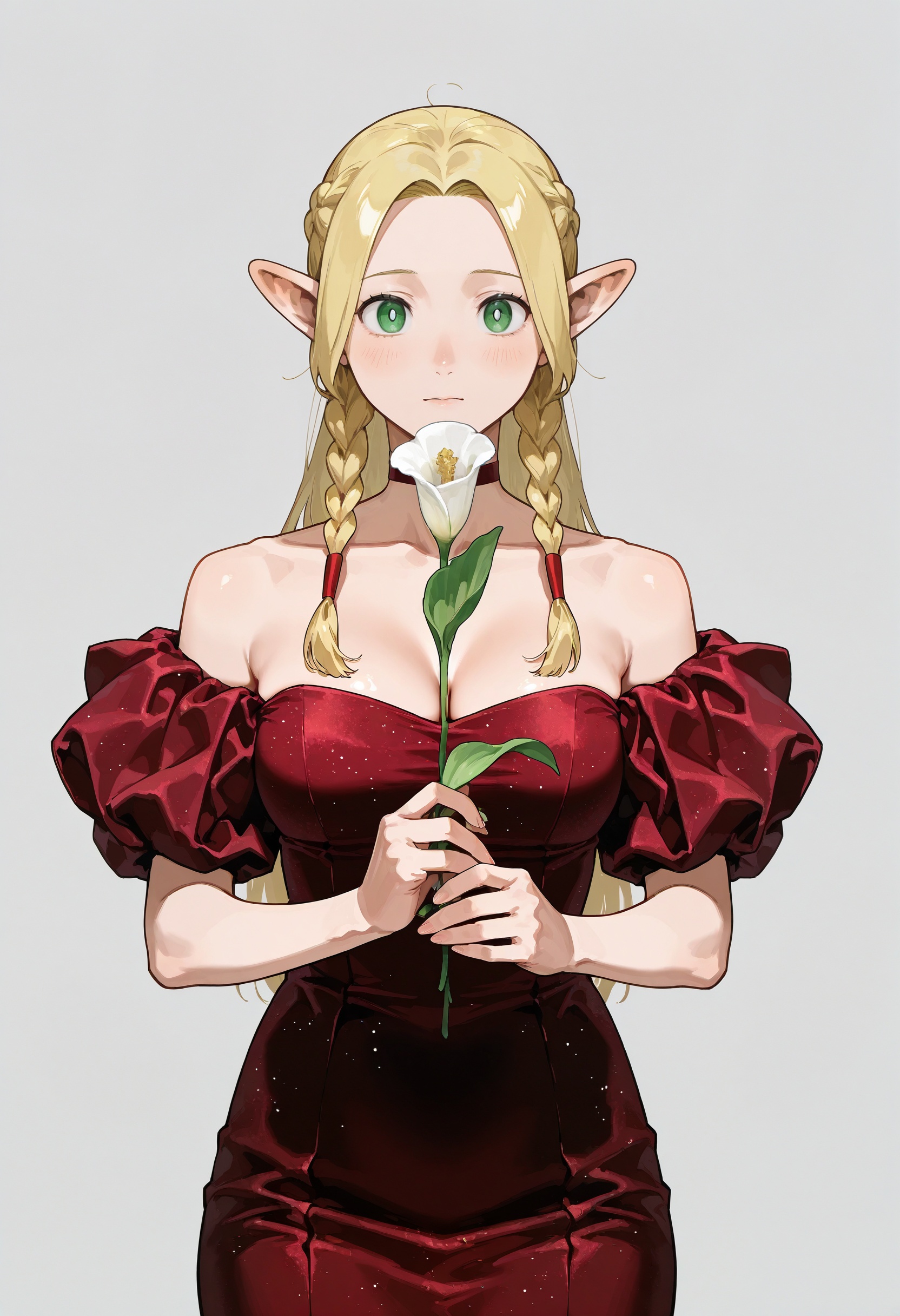solo,  1girl,  red velvet dress on Tensor.Art