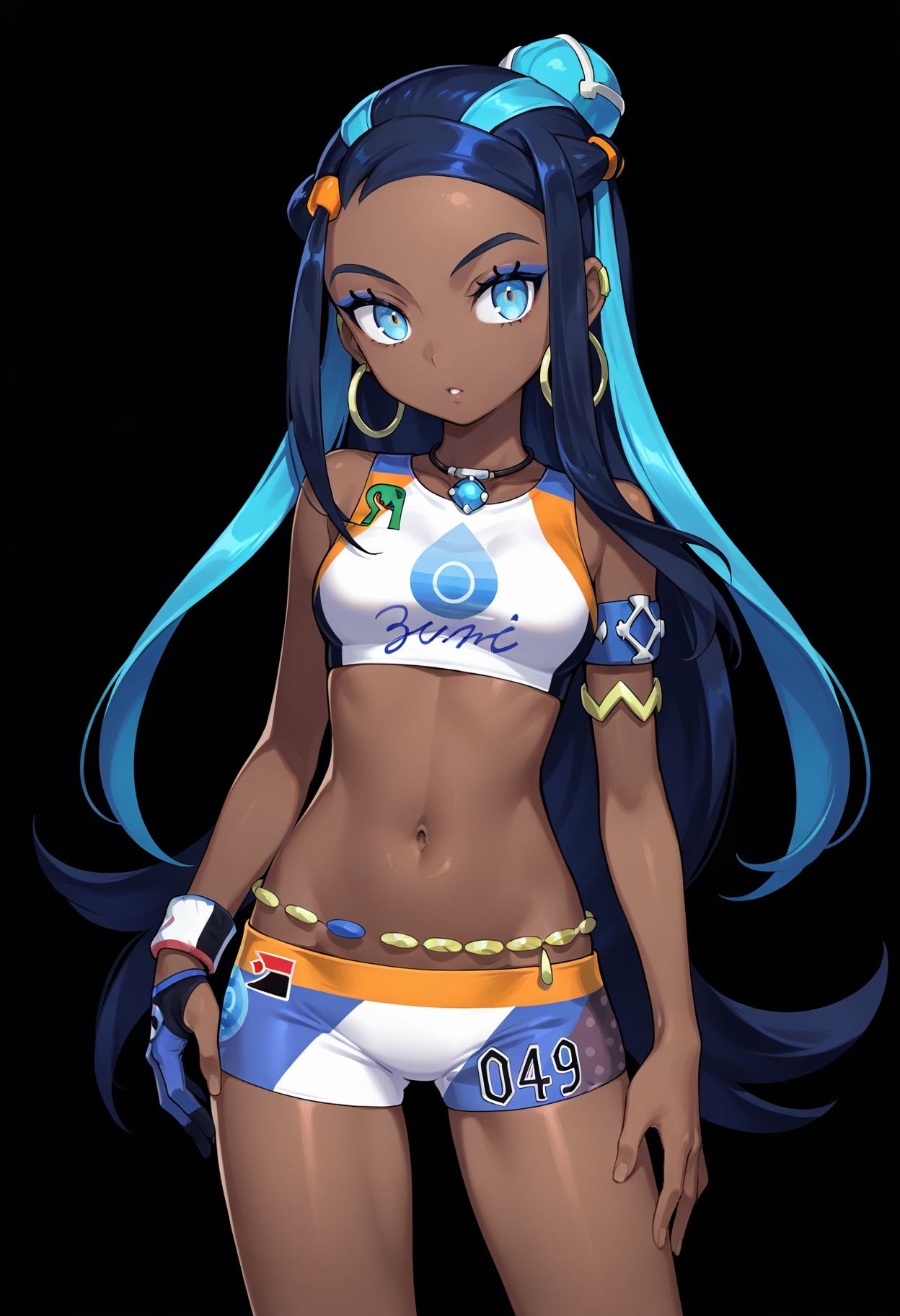 nessa \(pokemon\),  1girl,  belly chain on Tensor.Art