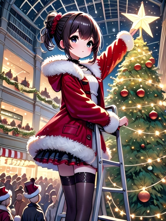 ((christmas tree with festive lights)),  ((cowboy shot)),  ((1girl)) on Tensor.Art