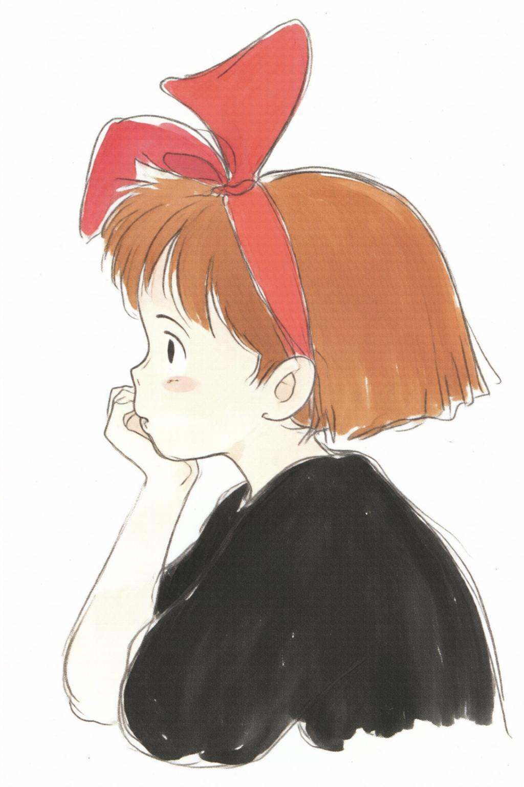 hayaomiyazaki3q illustration.A young girl,  Kiki,  shown in side profile on Tensor.Art