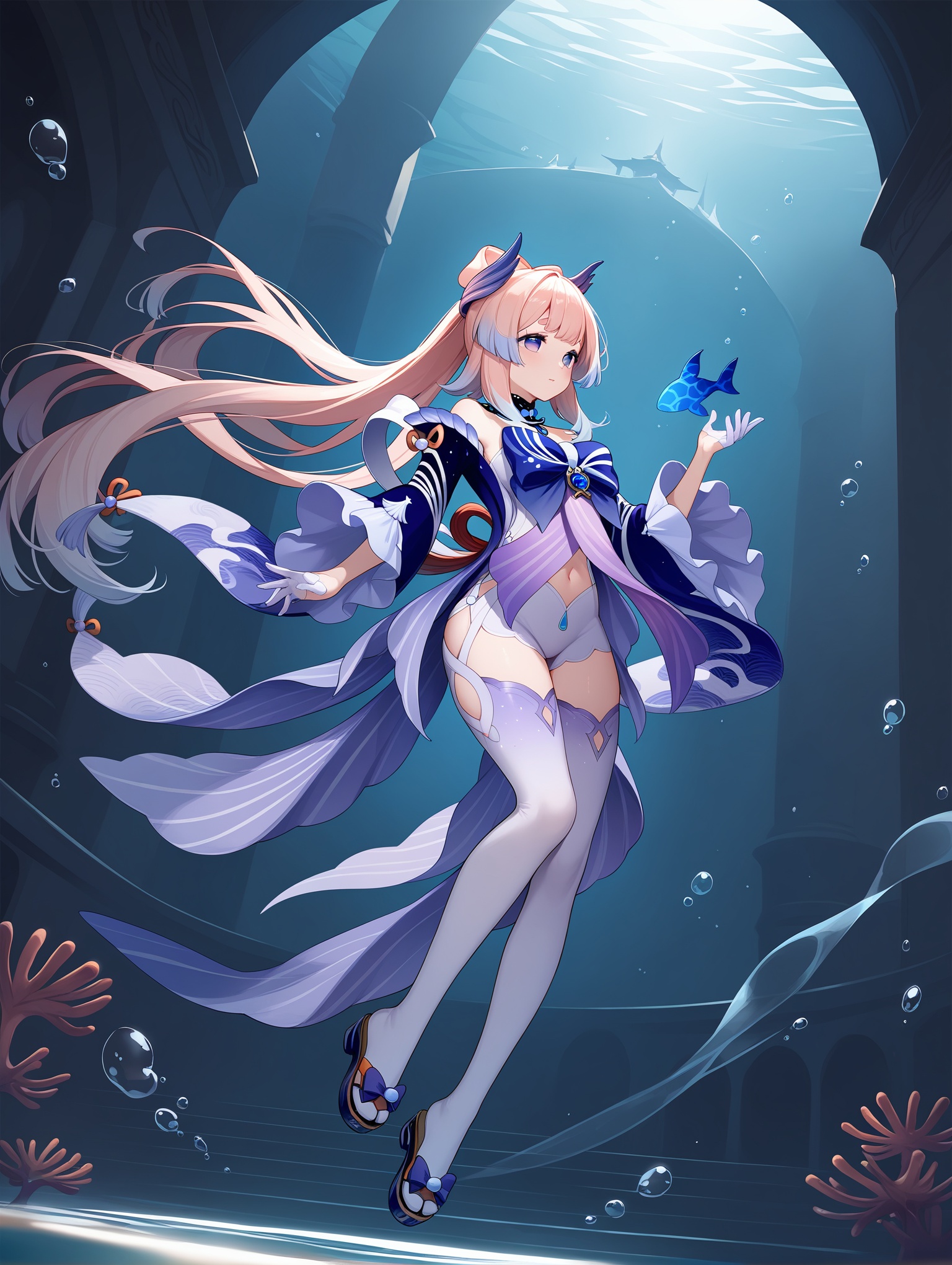 sangonomiya kokomi \(genshin impact\),  full body,  floating hair on Tensor.Art