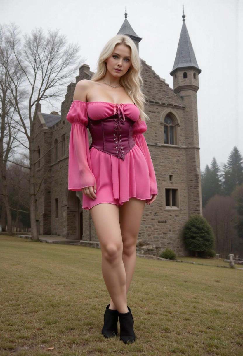 a full length head to toe,  high-resolution photograph featuring a beautiful young woman,  She has pale skin on Tensor.Art