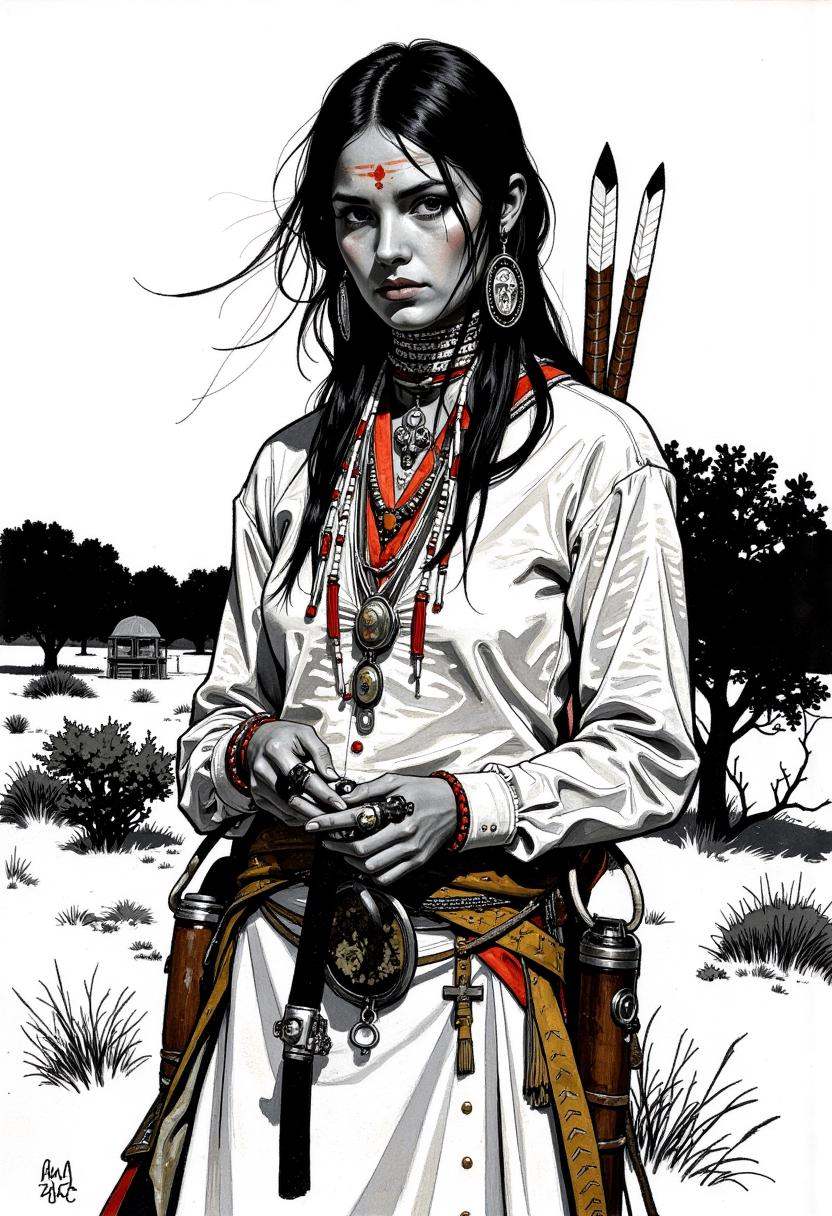 woman cheyenne,  High contrast,  minimalistic on Tensor.Art