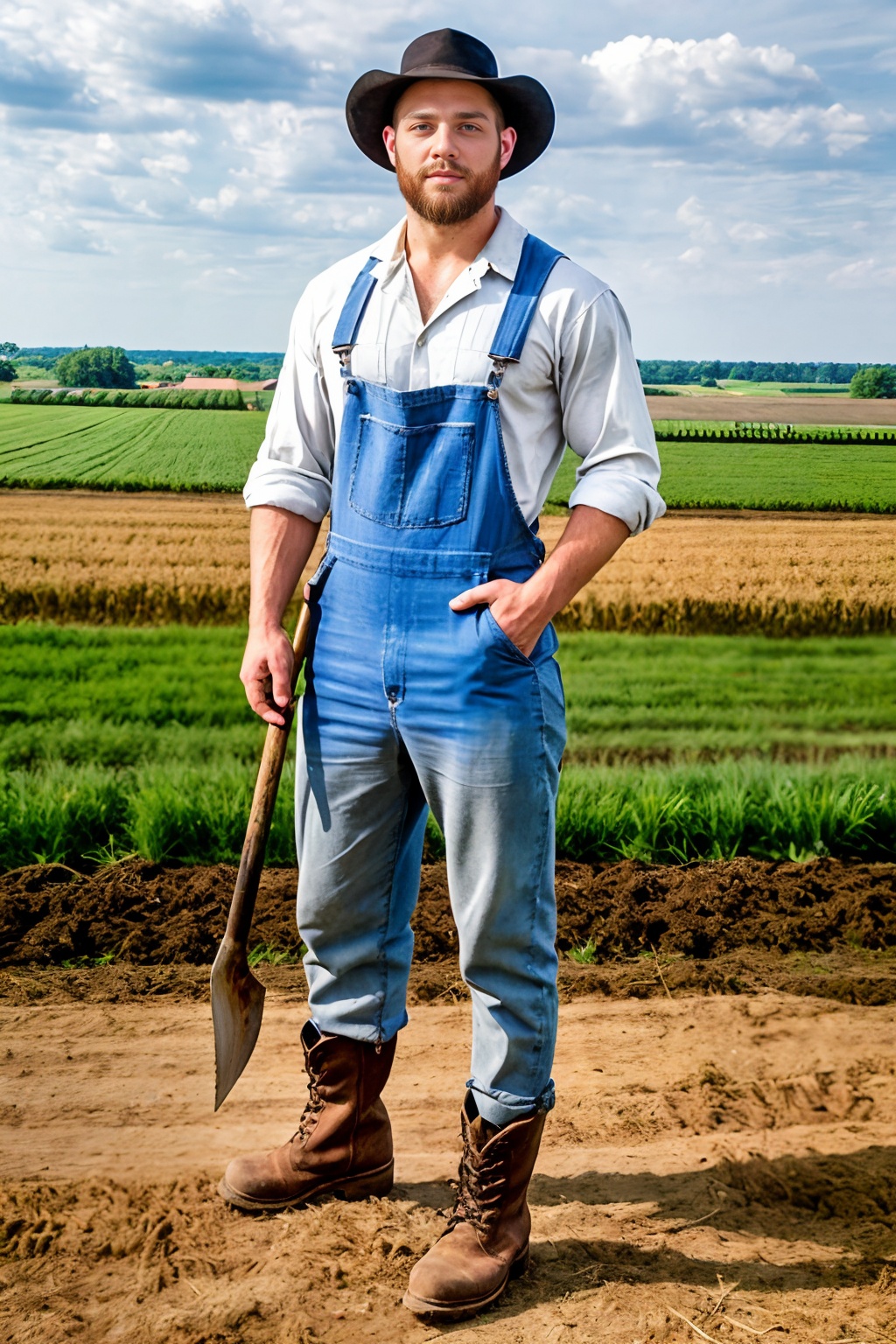 (Amish farmhouse),  farm field in the background,  TommyDefendi on Tensor.Art