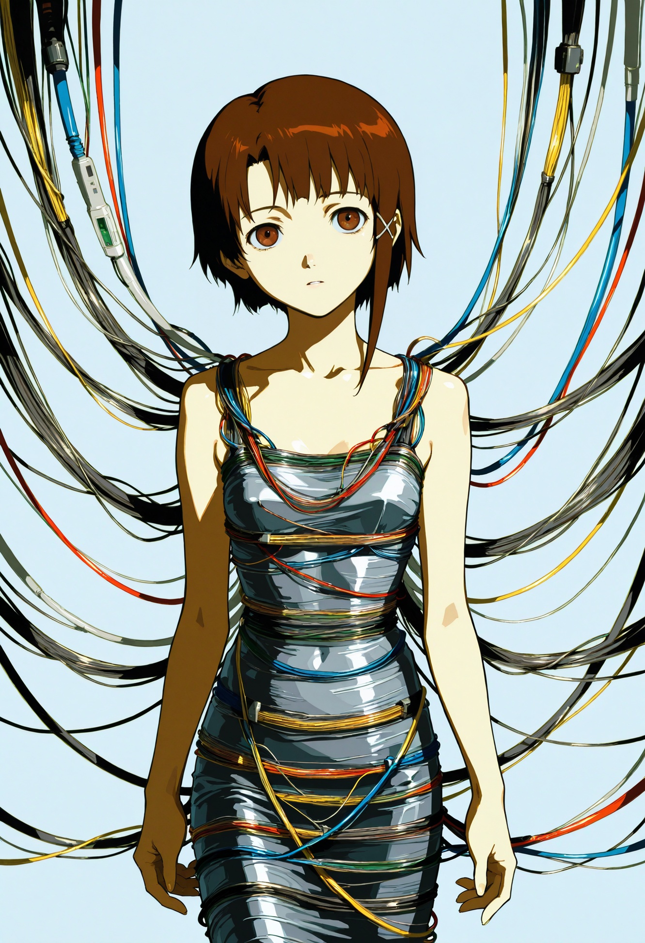 1girl,  solo,  computer wires dress on Tensor.Art