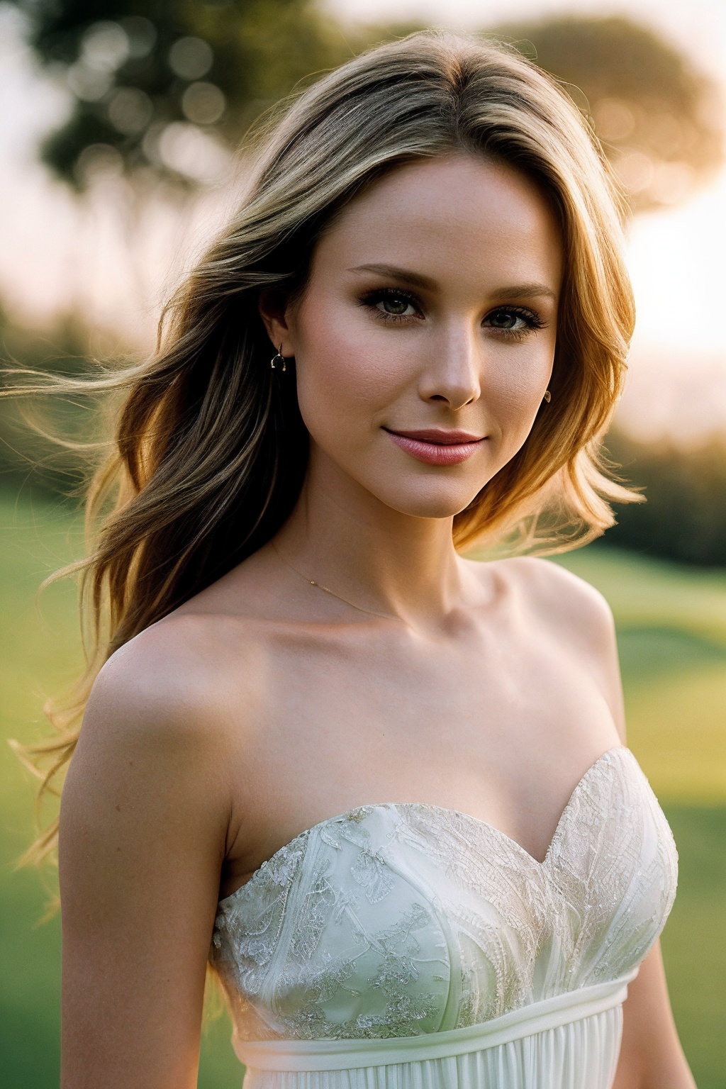 KristenB_SoloTI_v1,  (Clad in a chic,  tailored sundress that flutters with the gentle breeze on Tensor.Art