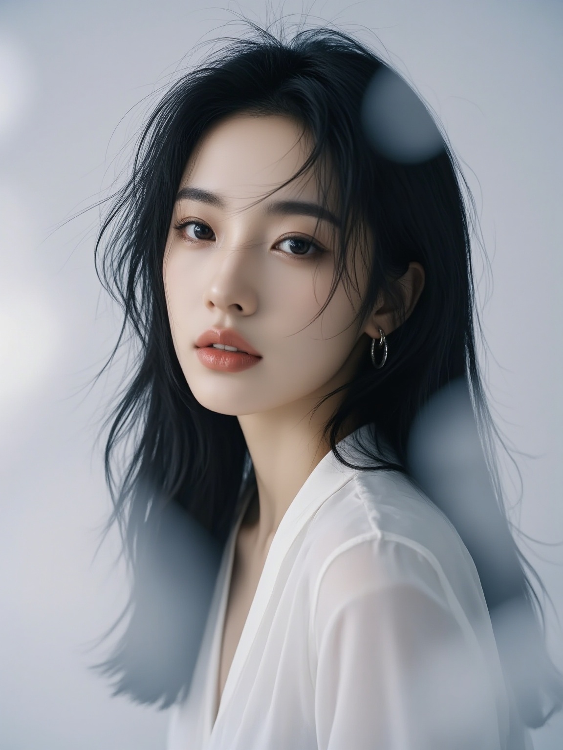 1girl,  The photograph is a high-resolution,  close-up portrait of a young Asian woman with a delicate on Tensor.Art